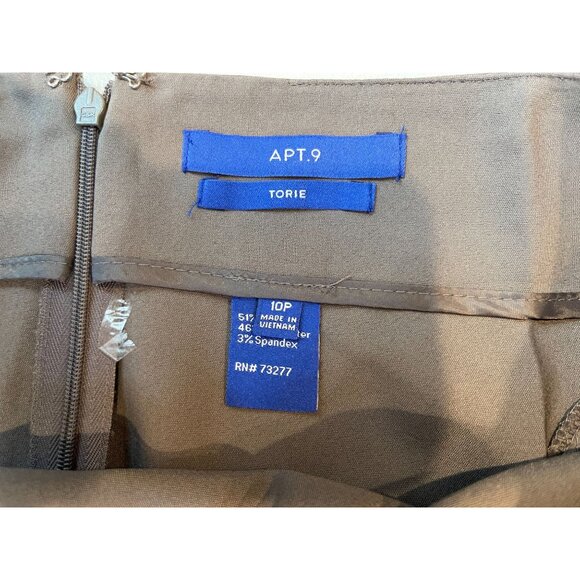 APT.9 Womens Torie Straight & Pencil Mini Skirt Stretch Olive Brown Size 10P - Picture 6 of 7